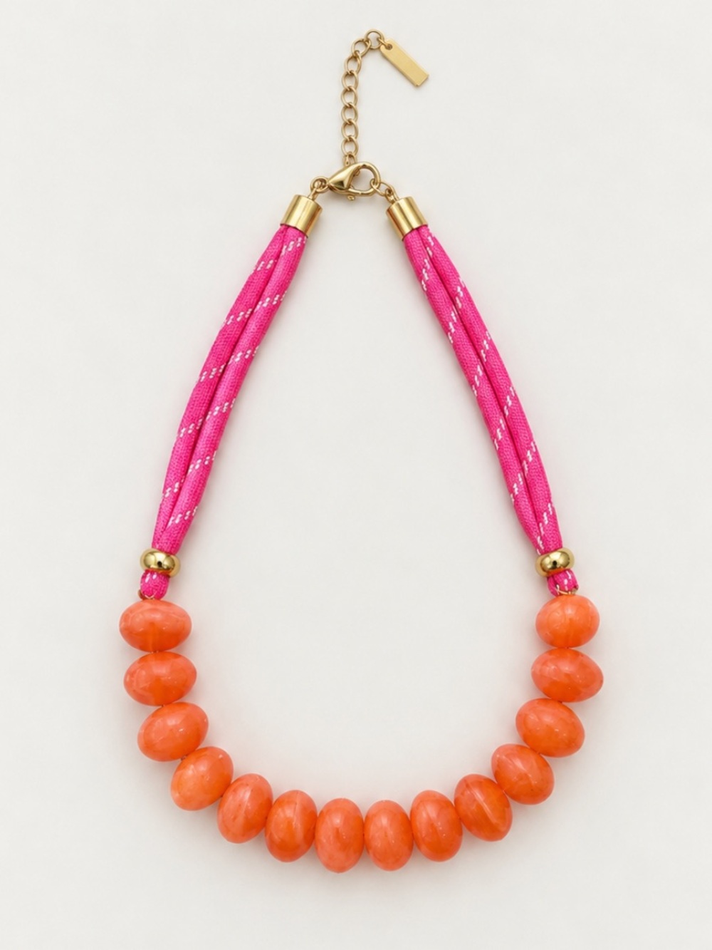 New! Pink Double Cord Beaded Dopamine Necklace NWOT 5014
